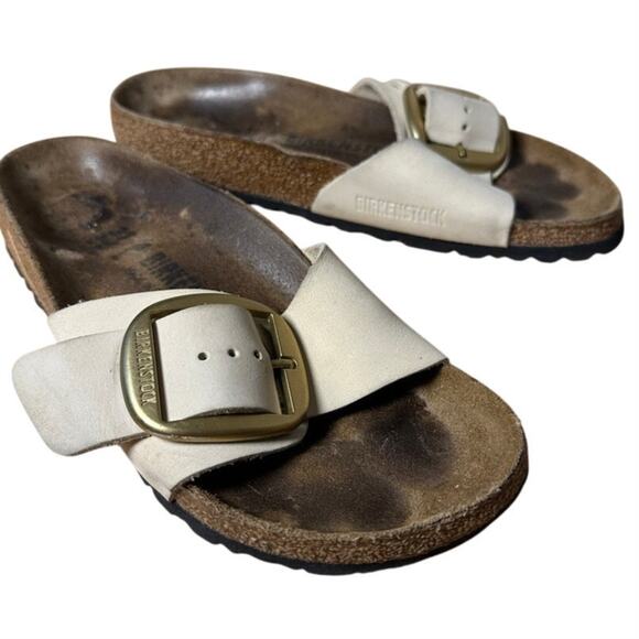 Birkenstock Shoes - Birkenstock Womens Madrid Big Buckle Nubuck Leather Slide On Sandal EU 37 US 6